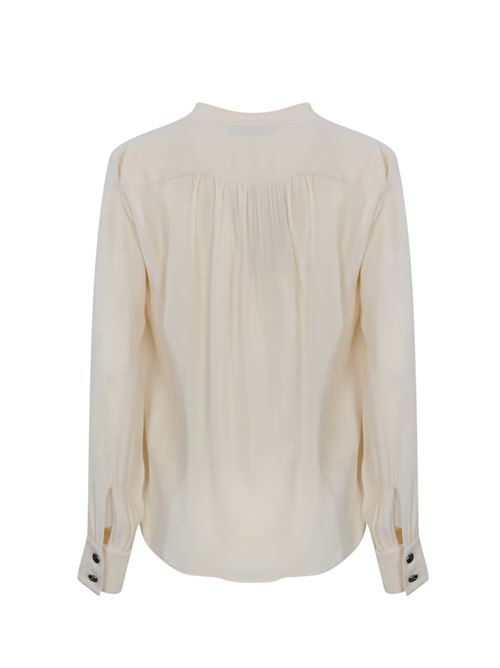 Blusa in georgette burro con pattern a righe Elisabetta Franchi | CA07046E2193